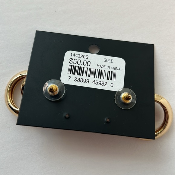 NWT MARCIANO by Guess 14K Gold Plated Studded Tri Hoop Earrings - Picture 2 of 7